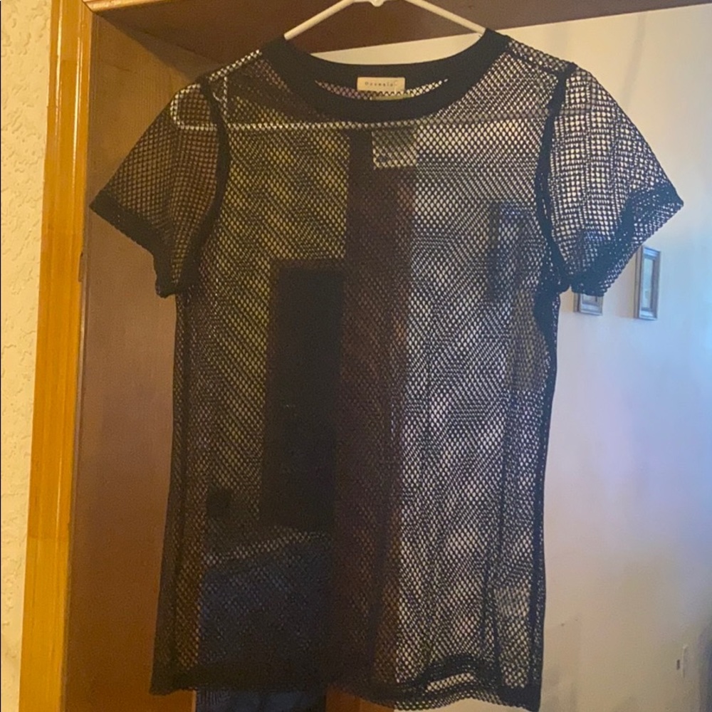 See-through black tunic top